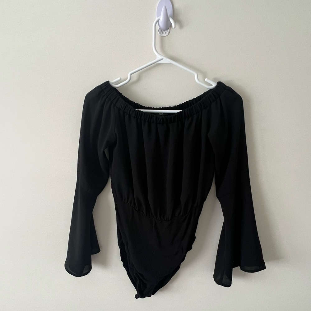 Off Shoulder Flared Wrist Bodysuit